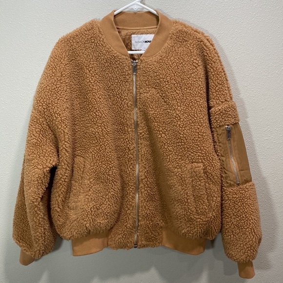 Fashion Nova Catch Me In The Cold Fuzzy Bomber Jacket - Mocha - Picture 4 of 11